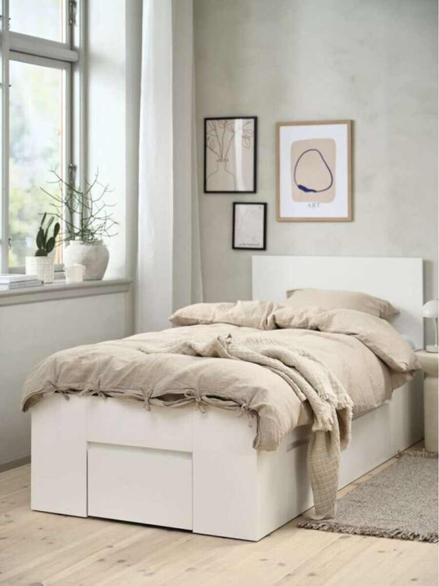Estructura De Cama 90X190 Limfjorden 2 Cajones - Blanco 