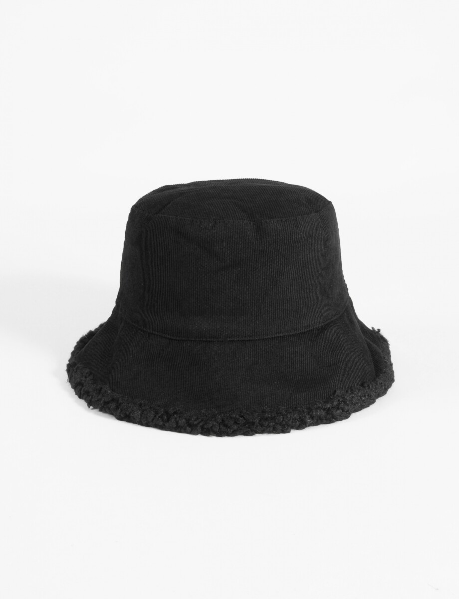 Gorro bucket reversible corderito pana - negro 