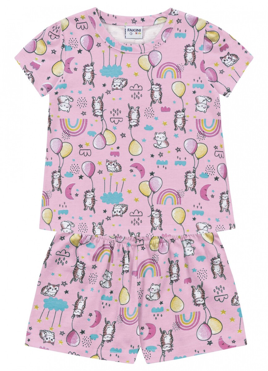 Conj. pijamas para niñas (blusa y shorts) - ROSA 