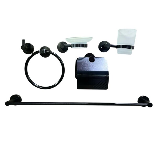 KIT DE ACCESORIOS PARA BAÑO 6 PIEZAS NEGRO MATE KIT DE ACCESORIOS PARA BAÑO 6 PIEZAS NEGRO MATE