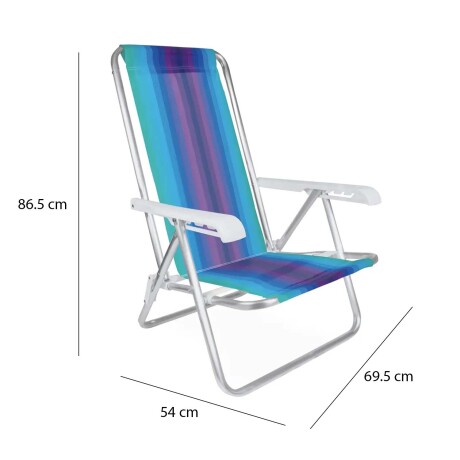 Reposera Silla Reclinable De Playa 4 Posiciones Aluminio Verde Agua/violeta