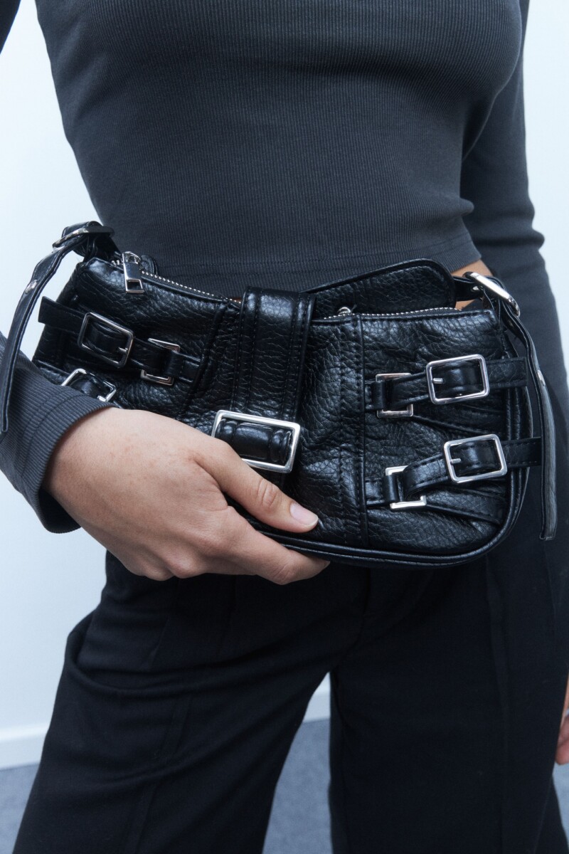 Cartera de hombro hebillas negro