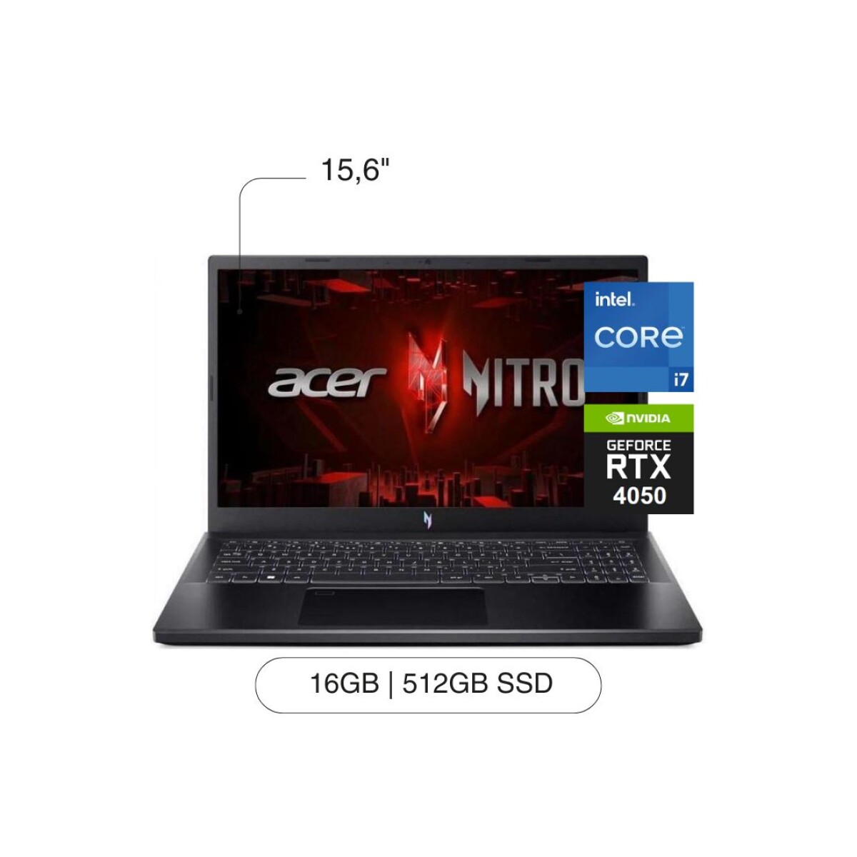 Notebook ACER Nitro 5 15.6' FHD 512GB SSD / 16GB RAM I7-13620H RTX4050 W11 
