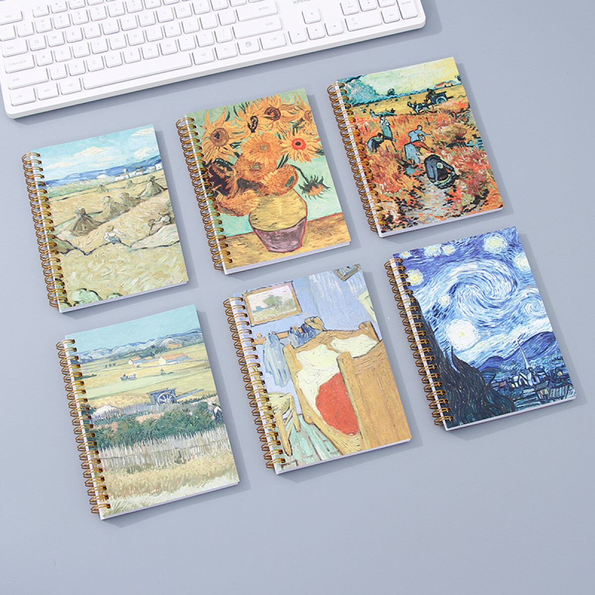 Mini Cuaderno De Espiral A Rayas Van Gogh - 80 Hojas - Unica 