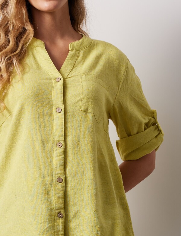 Blusa Lino Botones VERDE