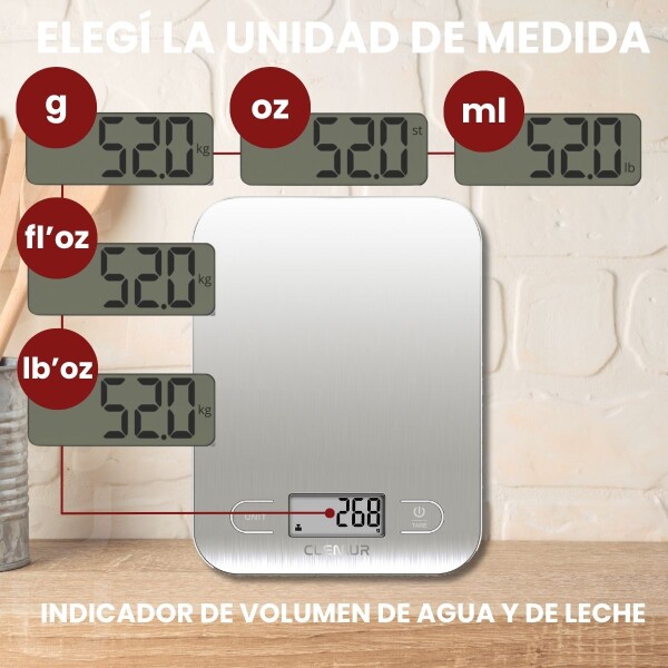 Balanza Digital de Cocina IMBACK – Precisión 1g a 5kg, Acero Inoxidable Color Plateado Balanza Digital de Cocina IMBACK – Precisión 1g a 5kg, Acero Inoxidable Color Plateado