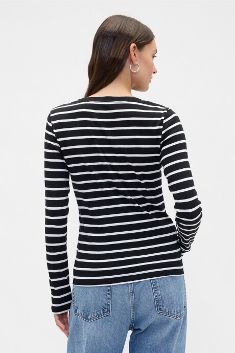 Remera A Rayas Mujer Black White Stripe