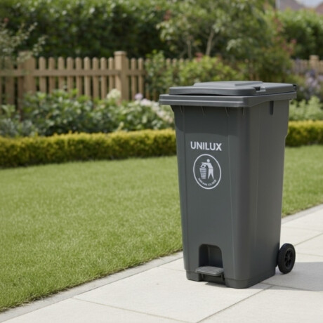 CONTENEDOR DE BASURA CON RUEDAS 240 LITROS Contenedor de Basura con Ruedas 240 Litros Gris