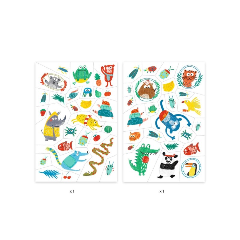 Set x50 Tatuajes removibles para niños Animales