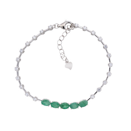 Pulsera de Plata rodinada , esmeralda y circonias Pulsera de Plata rodinada , esmeralda y circonias