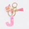 Llavero de letras J rosa