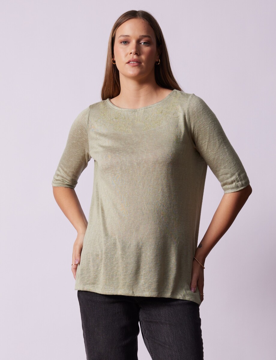 Remera Bordado - Verde 
