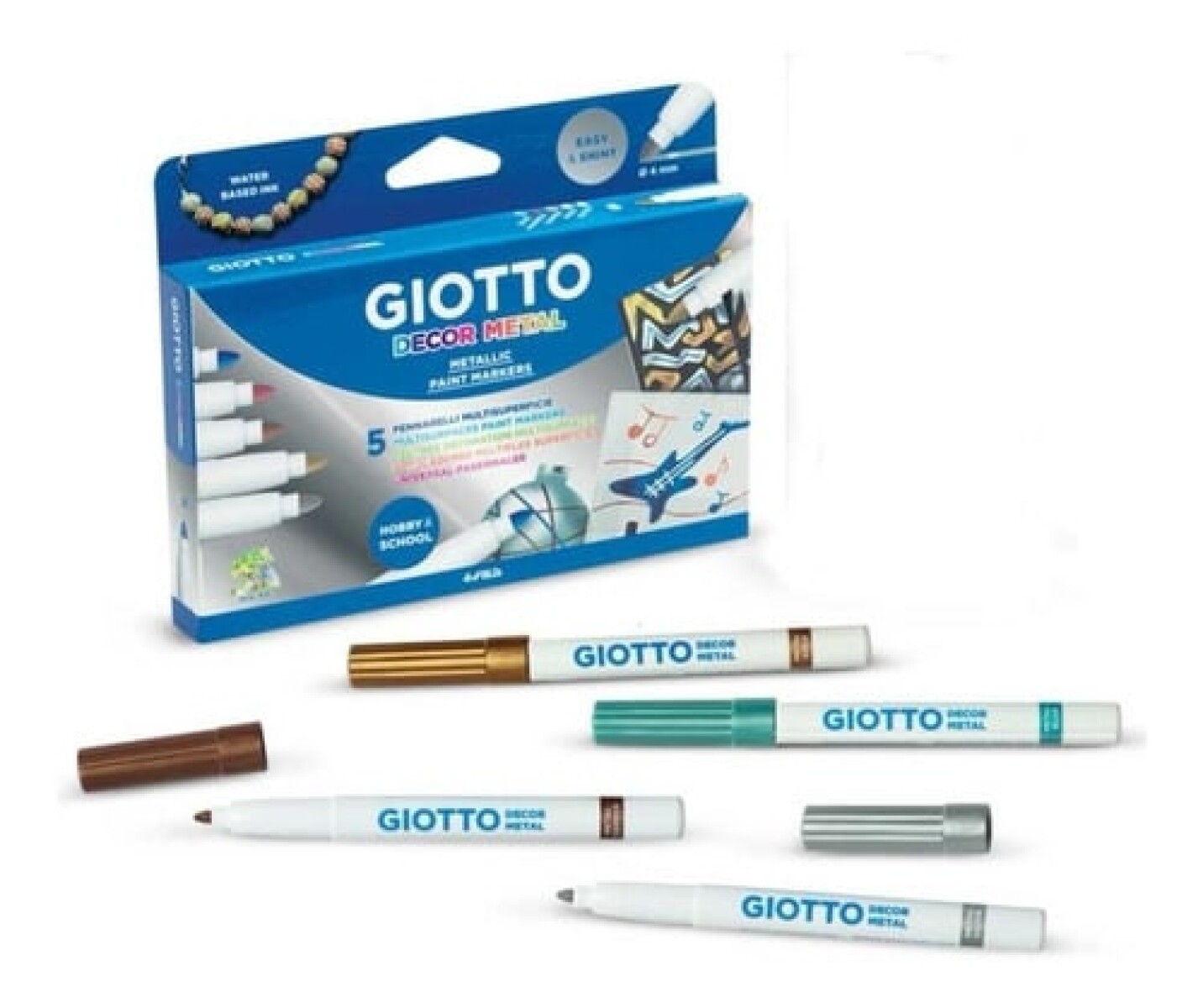 Marcadores Metalizados Giotto x5 colores 