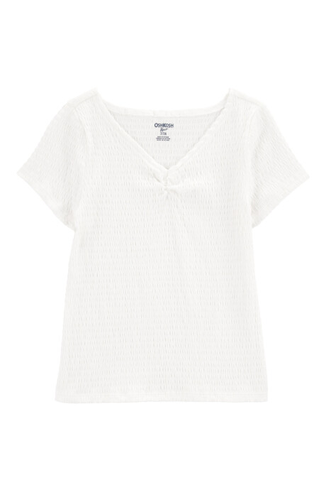 Remera de algodón, texturada, blanca Sin color