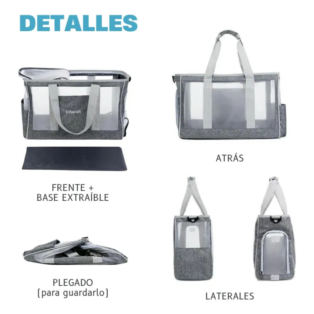 Bolso Transportador De Mascotas Ventilado Y Seguro GRIS