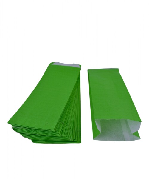 Pack x 100 - sobres papel sin base con fuelle 9x5x25 cm VERDE