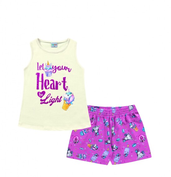 Conjunto para niñas (blusa sin mangas y shorts) MARFIL