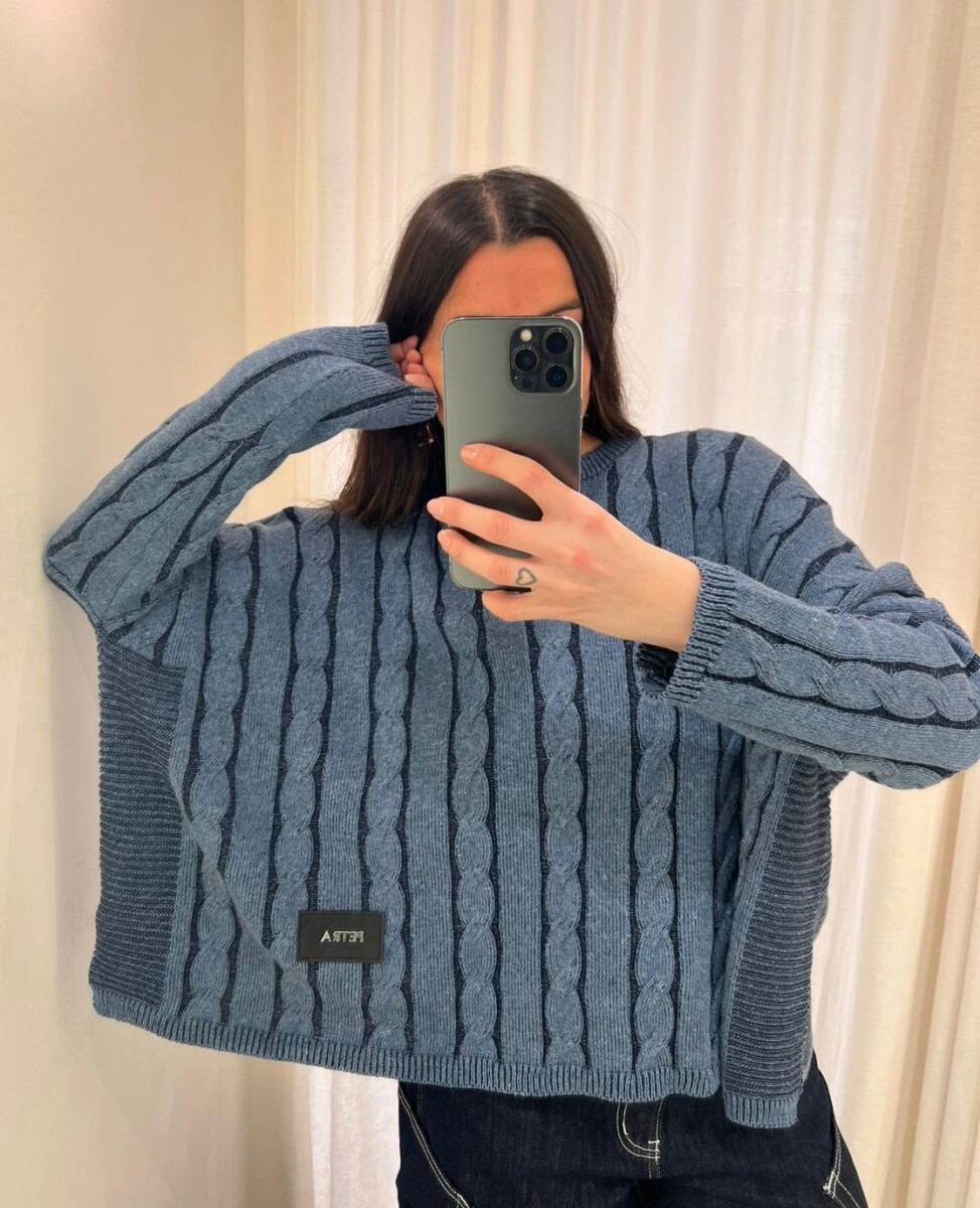 Sweater Oceano Crop - Azul Piedra 