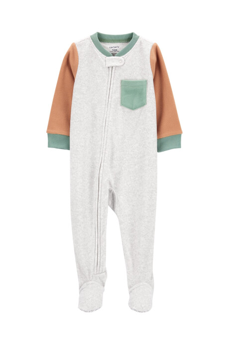Pijama una pieza de micropolar, con pie, diseño colorblock Sin color