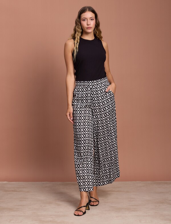 Pantalon Pull On BLANCO/NEGRO