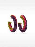 Pendientes De Aro Abiertos Multicolor Con Abalorios multicolor