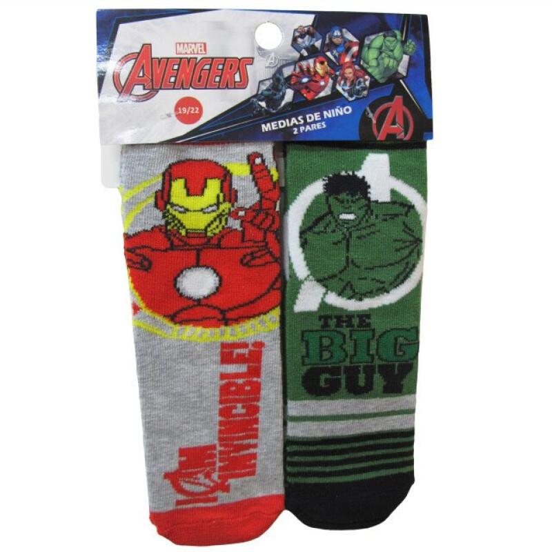 Medias Infantiles Marvel x2 Avengers Gris - Rojo - Verde