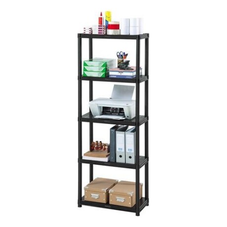 Estantería plástica Rimax 12" con 5 estantes Negro