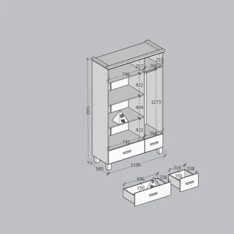 Ropero 2 puertas 1 cajón Finestra Bronce Madera Maciza Imbuia Ropero 2 puertas 1 cajón Finestra Bronce Madera Maciza Imbuia