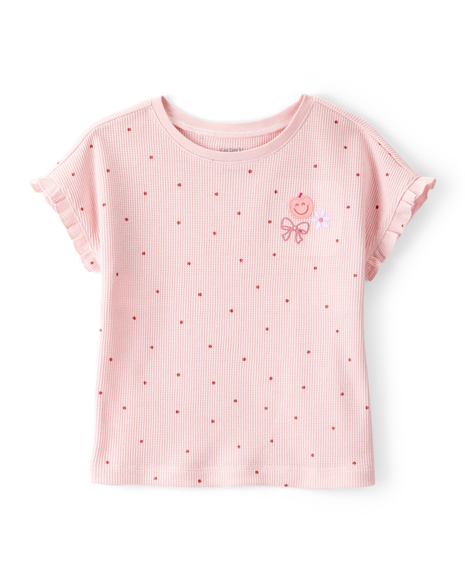 Remera de algodón térmico, diseño lunares Sin color