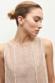 Blusa lino detalle desflecado tostado melange