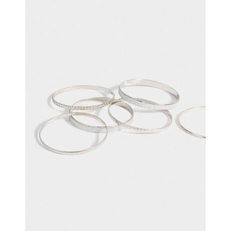 Set De Pulseras De Metal Plateado Niquel