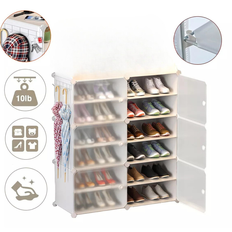 Zapatera Desmontable 24 Pares Color Blanco Zapatera Desmontable 24 Pares Color Blanco