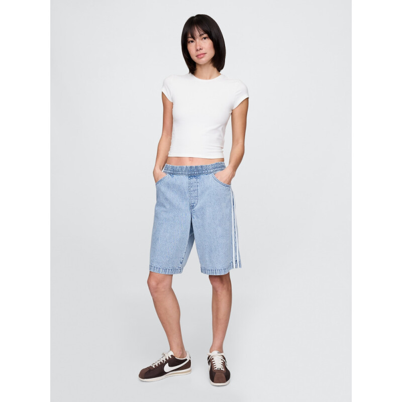 DENIM LONGLINE SHORT LT ELIN SIDE STRIPE LIGHT INDIGO 1
