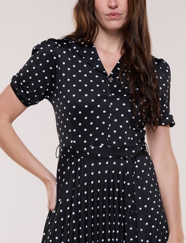 Vestido Lunares Lazo NEGRO/BLANCO