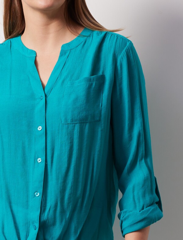 Blusa Nudo Botones TURQUESA