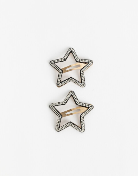 Horquillas con Accesorios Strass Set De Hebillas Tic Tac - Negro