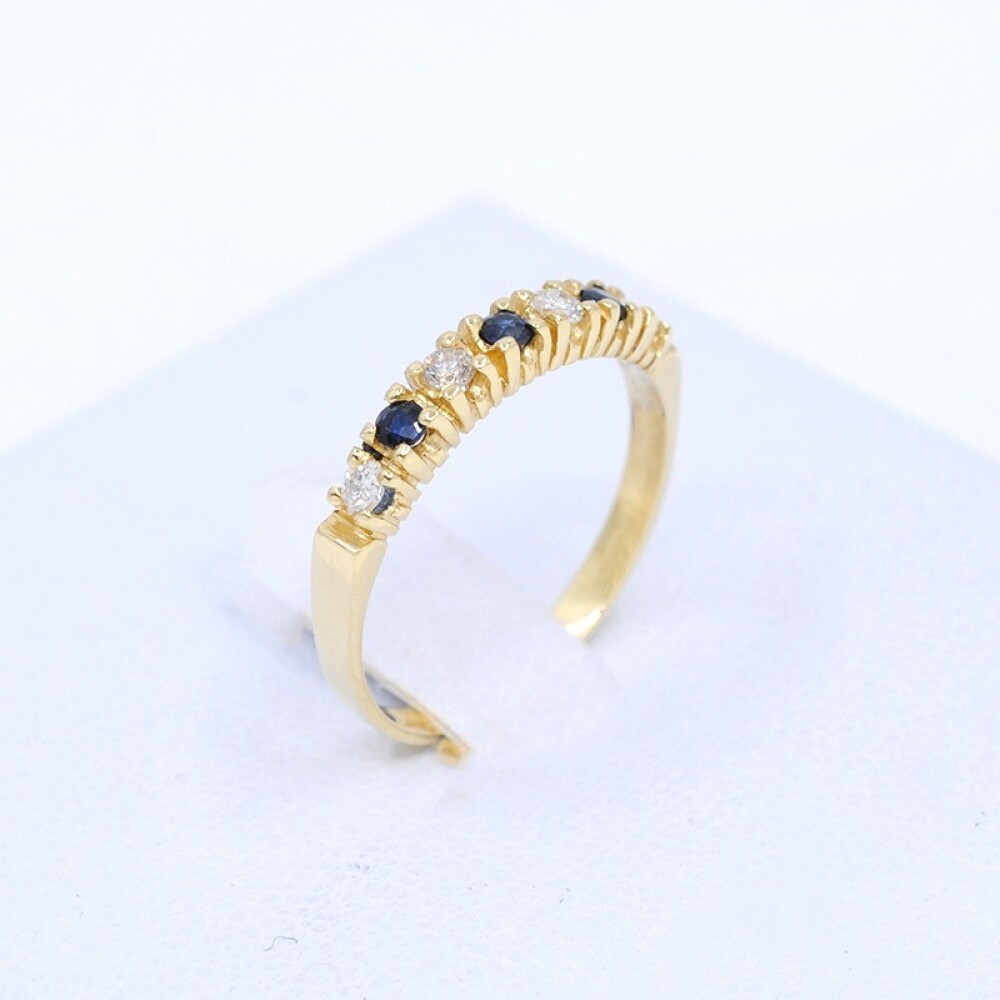 Anillo En Oro 18K, Brillantes Y Zafiros Anillo En Oro 18K, Brillantes Y Zafiros