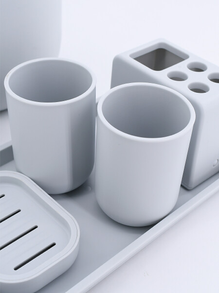 SET DE BAÑO X 7 UNIDADES GRIS
