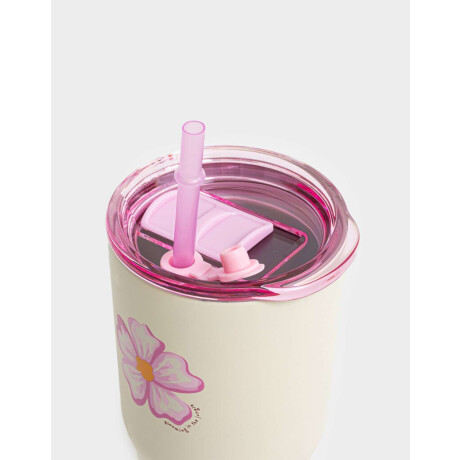 Vaso Alto De Acero Inoxidable Estampado Con Sorbete Blanco Crudo