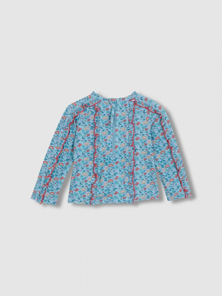 Camiseta De Baño Estampado Flores Piedra
