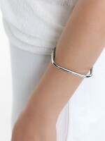 Pulsera Rígida Cuadrada - Acero Inoxidable plateado