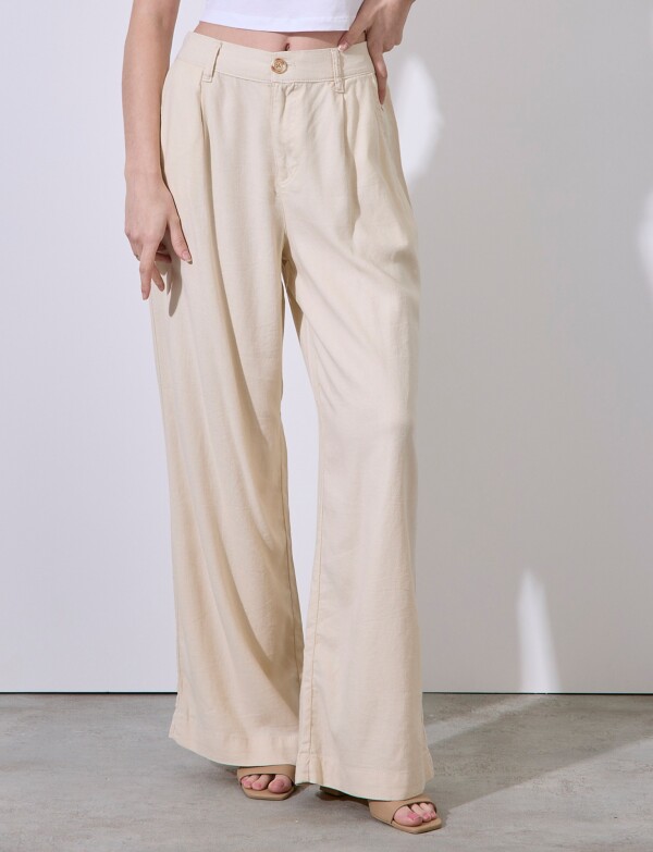 Pantalon Lino Wide BEIGE