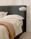 Cabecero Jaira con funda desenfundable de lino y algodón en color gris antracita para cama de 160