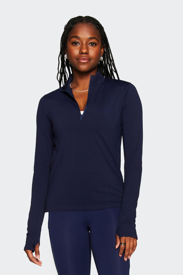 Remera Fabletics Manga Larga Feather Tech Azul