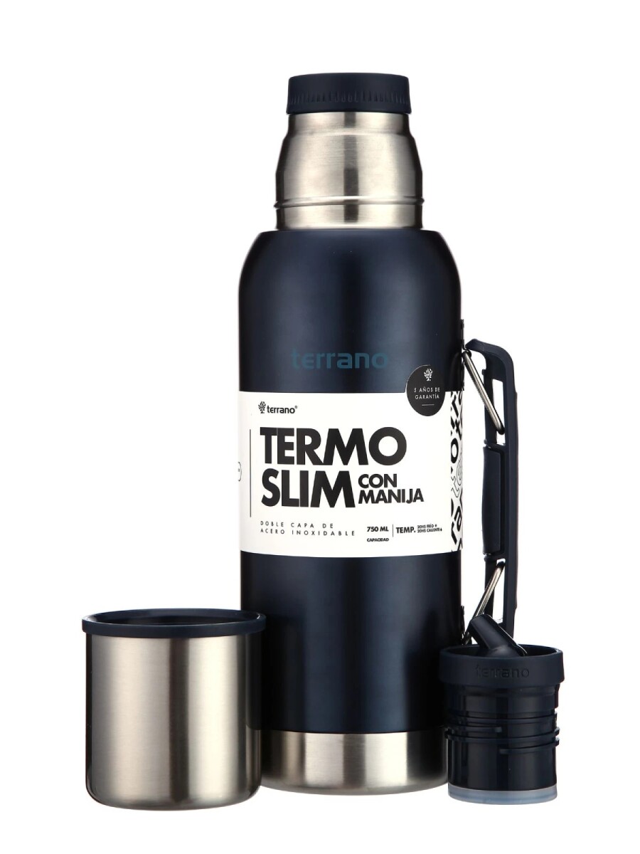 Termo Terrano Slim 750ML Base de Silicona - AZUL-METALIZADO 