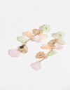 Aros Colgantes Largos Acrilico Aros Con Flores - Dorado
