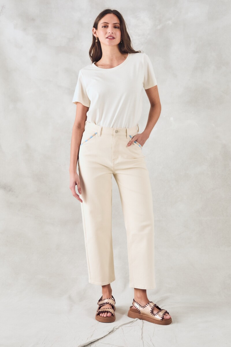 Jean Bolsillo Bordado Crudo