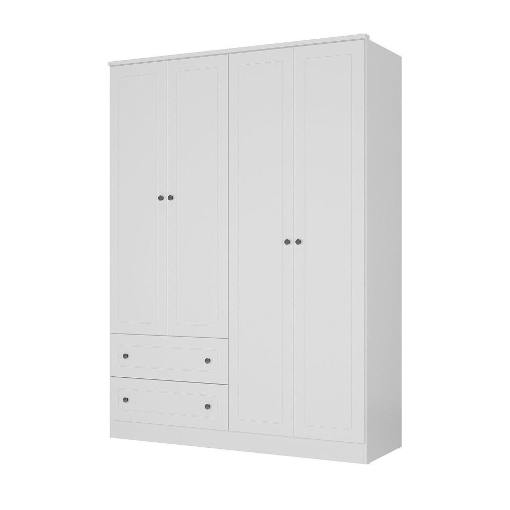 Ropero Americana PLUS 4 puertas 2 cajones - 100%MDF Blanco