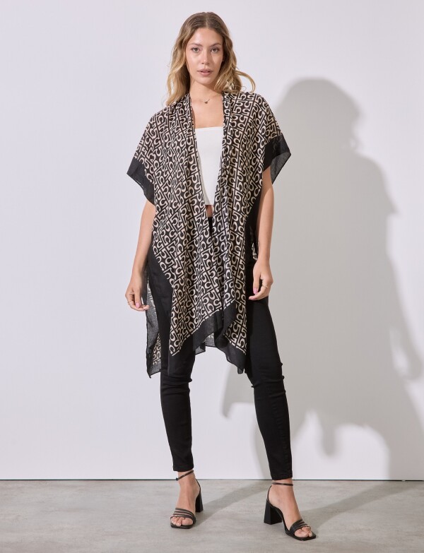 Kimono Printed NEGRO/BEIGE