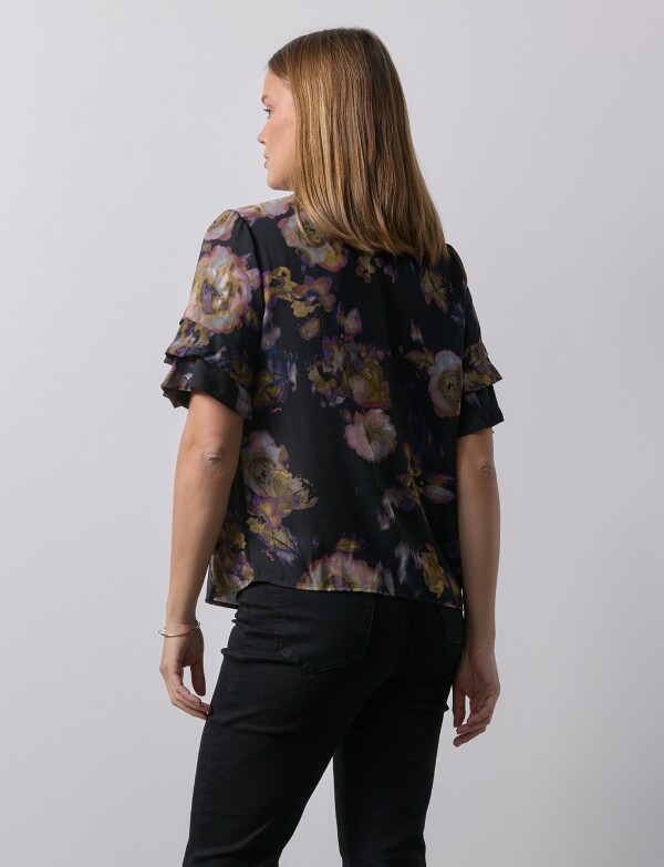 Blusa Mga Volados NEGRO/MULTI